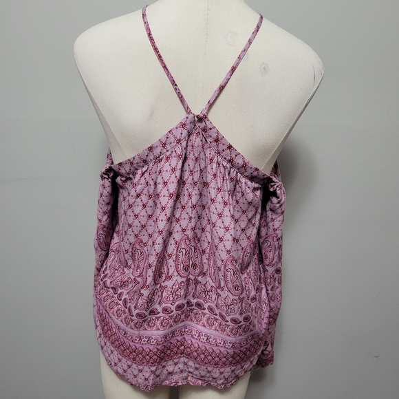 Aeropostale mauve paisley halter cold shoulder blouse size small - Picture 5 of 8